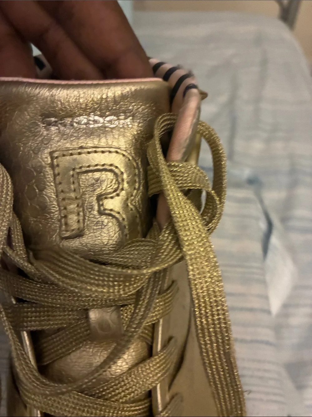 Reebok Metallic Gold High-Top Lace-Up Sneakers